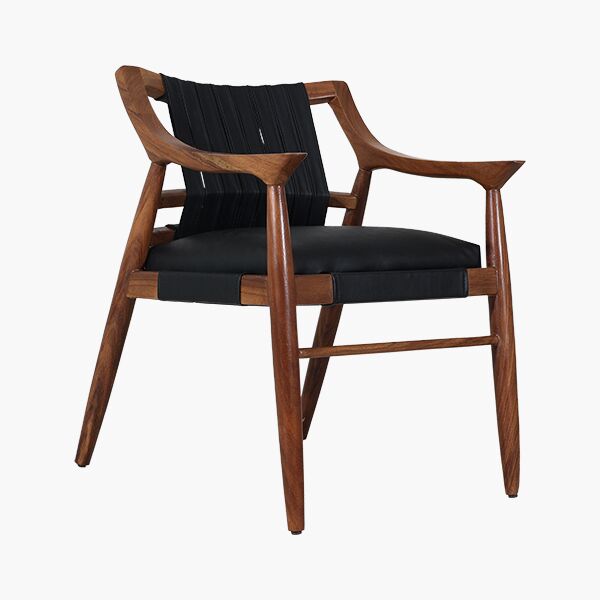 Velvet 45-2 Silla Velvet Parota - Parota, Tapiz Tacto Piel tono Negro