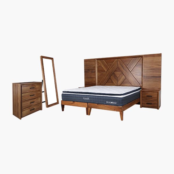 Invictus KS Montaje 45 Recámara King Size Invictus Parota - Chapa de Parota, Herrería y Correderas de Extensión