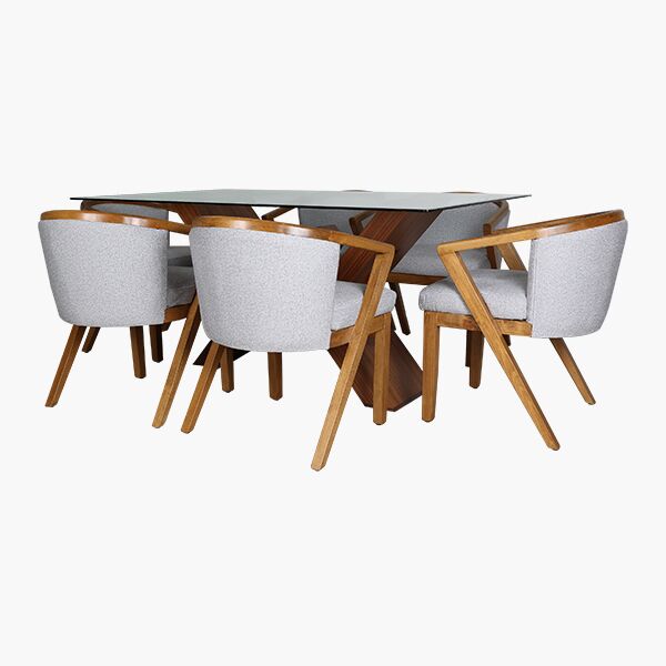 Verona Charly 45 Comedor Verona Charly P/6 - Chapa de Tzalam, Cristal, Pino, Tapiz FlipFlop