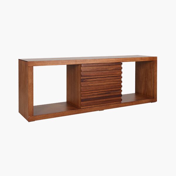 IIrlanda 45 Mesa para TV Irlanda - Chapa de Parota, Correderas de extensión