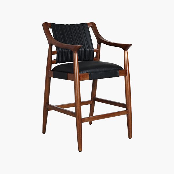 Franfourt Banco 45 Banco Velvet Parota - Parota, Tapiz Tacto Piel tono Negro