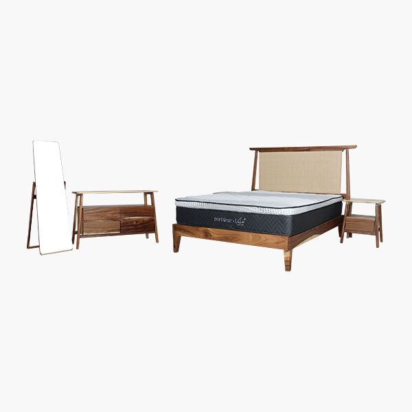 Tabatha Mat 45 Montaje Recámara Queen Size Tabatha Parota - Parota Sólida, Correderas de Extensión y herrajes de metal