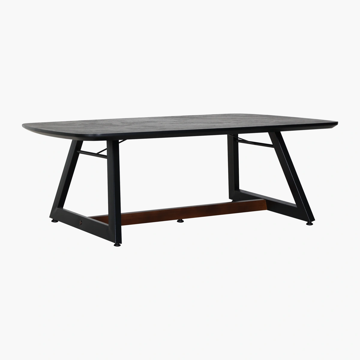 Mesa de Centro Aruma_4 Mesa de Centro Aruma - Estructura de metal negro, MDF grabado estilo granito e imitación madera