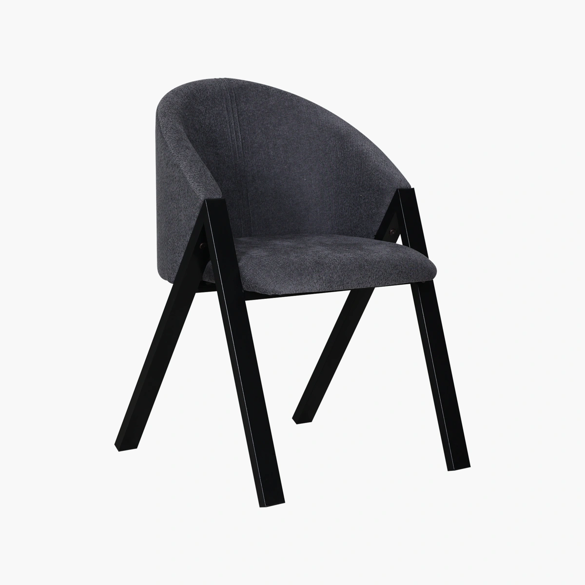 Silla Mallory_8 Silla Mallory - Estructura de metal pintado en negro, tapizado gris de textura suave