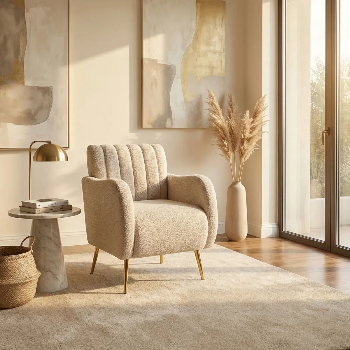 41976-Sillón-Gajos-Borrego-Beige-ambientada-03 Sillon Gajos Borrego Beige - foto ambientada