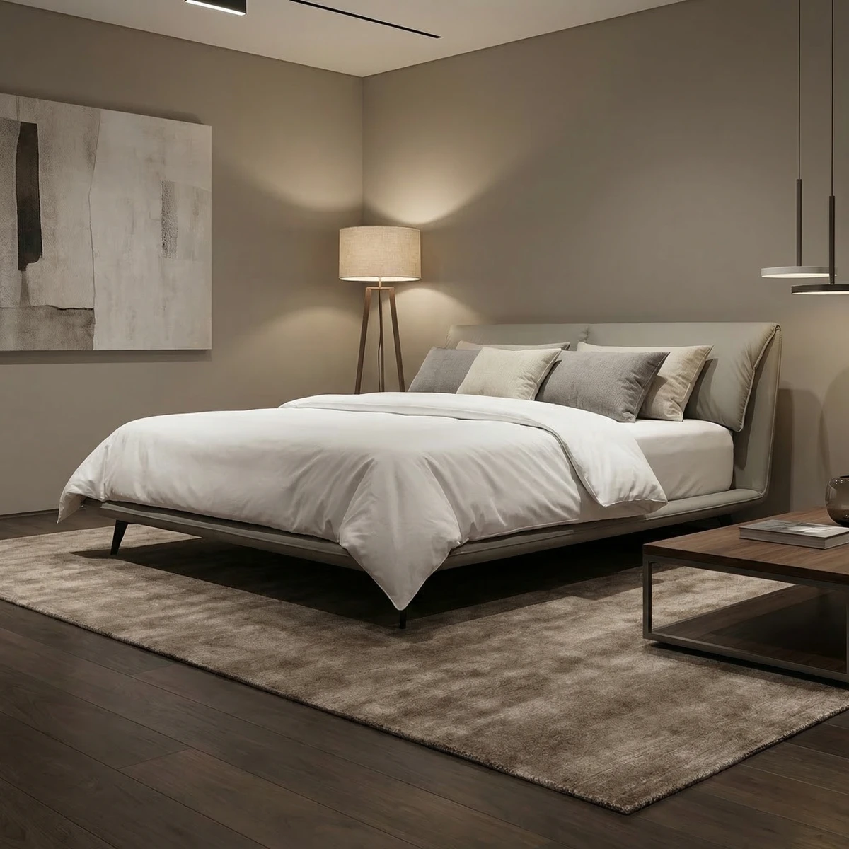 97506-Cama-Yugana-King-Size-Piel-Vegana-ambientada-01 Cama Yugana King Size Piel Vegana - foto ambientada