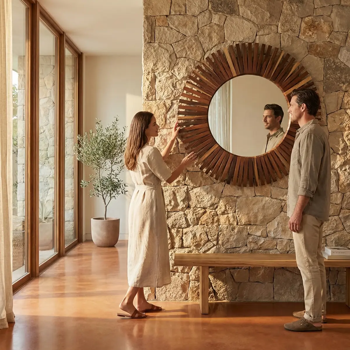 97683-Espejo-Redondo-Sol-140cm-ambientadauso-05 Espejo Redondo Sol (140cm) - ambientada en uso