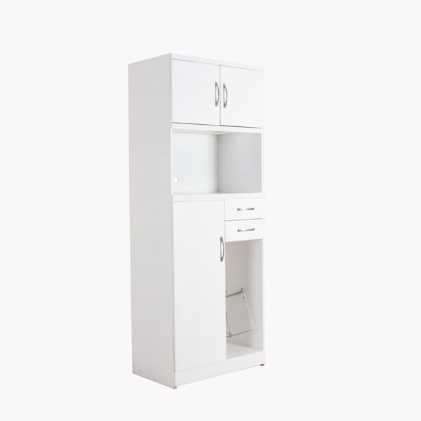 Alacena Litza Blanco - MDF pintado en Blanco, Correderas de extensión, Herrería