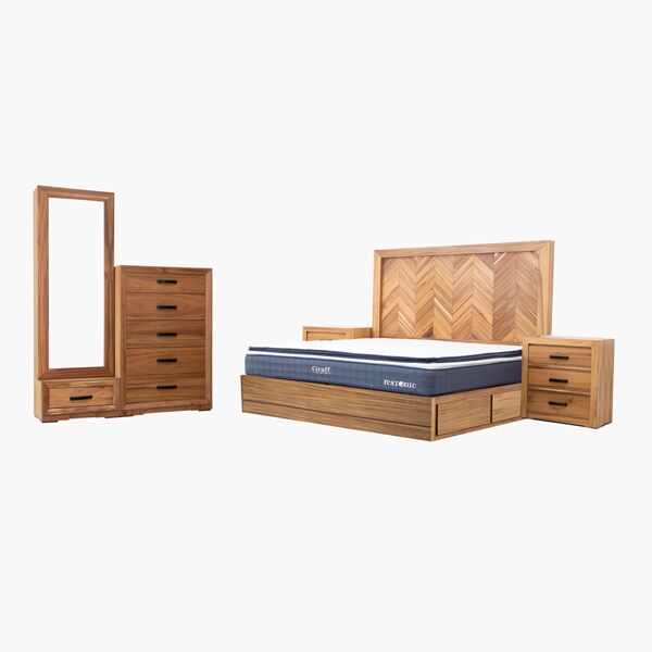 Recámara King Size Singapur C Recámara King Size Singapur C - Chapa de Parota, MDF, Correderas de Extensión y Herrajes