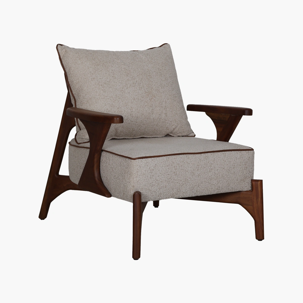 Sillón Ocasional Cool_5 Sillón Cool Parota - Madera sólida de Parota y tapiz premium color arena