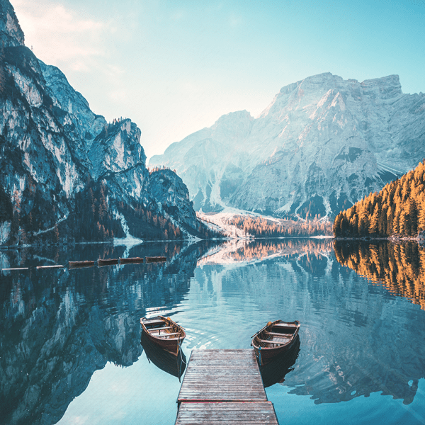 Botes-en-Dolomites,-Italia-close Canvas Cuadro Dolomites - acercamiento