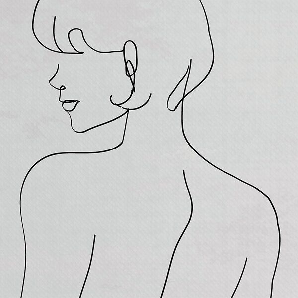 Silueta Mujer cabello corto closew Canvas Cuadro Silueta Femenina2 - acercamiento