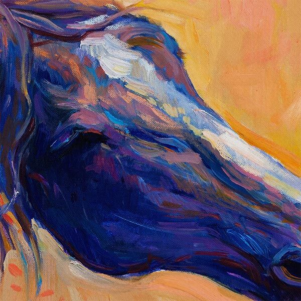 caballos azules 1 closew Canvas Cuadro Caballos Azules - acercamiento