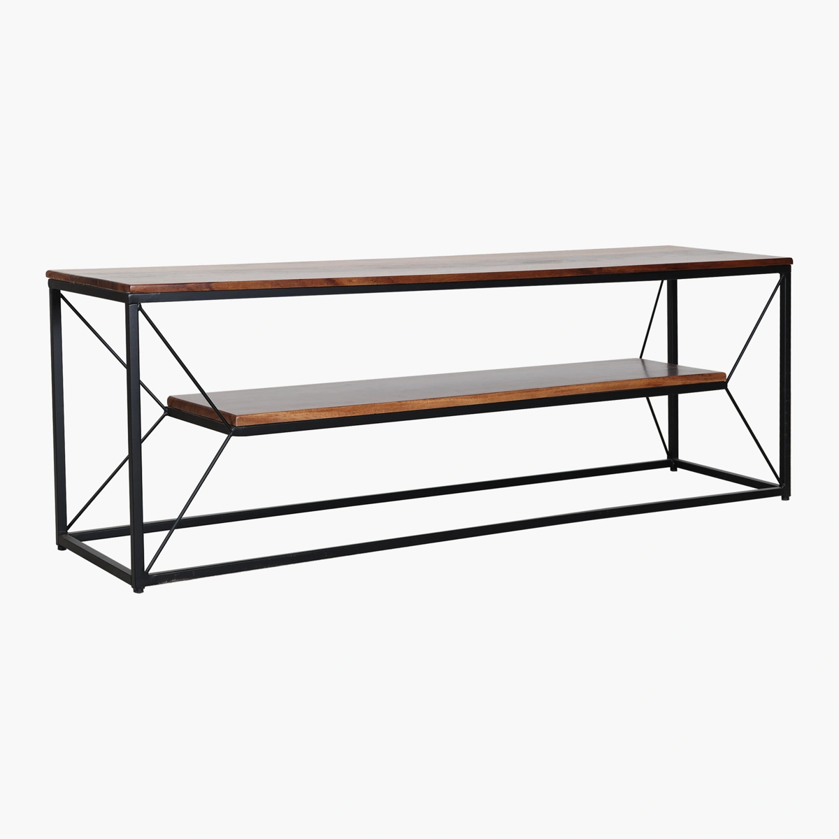 Mesa de TV Edison_12 Mesa de TV Edison Parota - Madera sólida de Parota y estructura de herrería negra