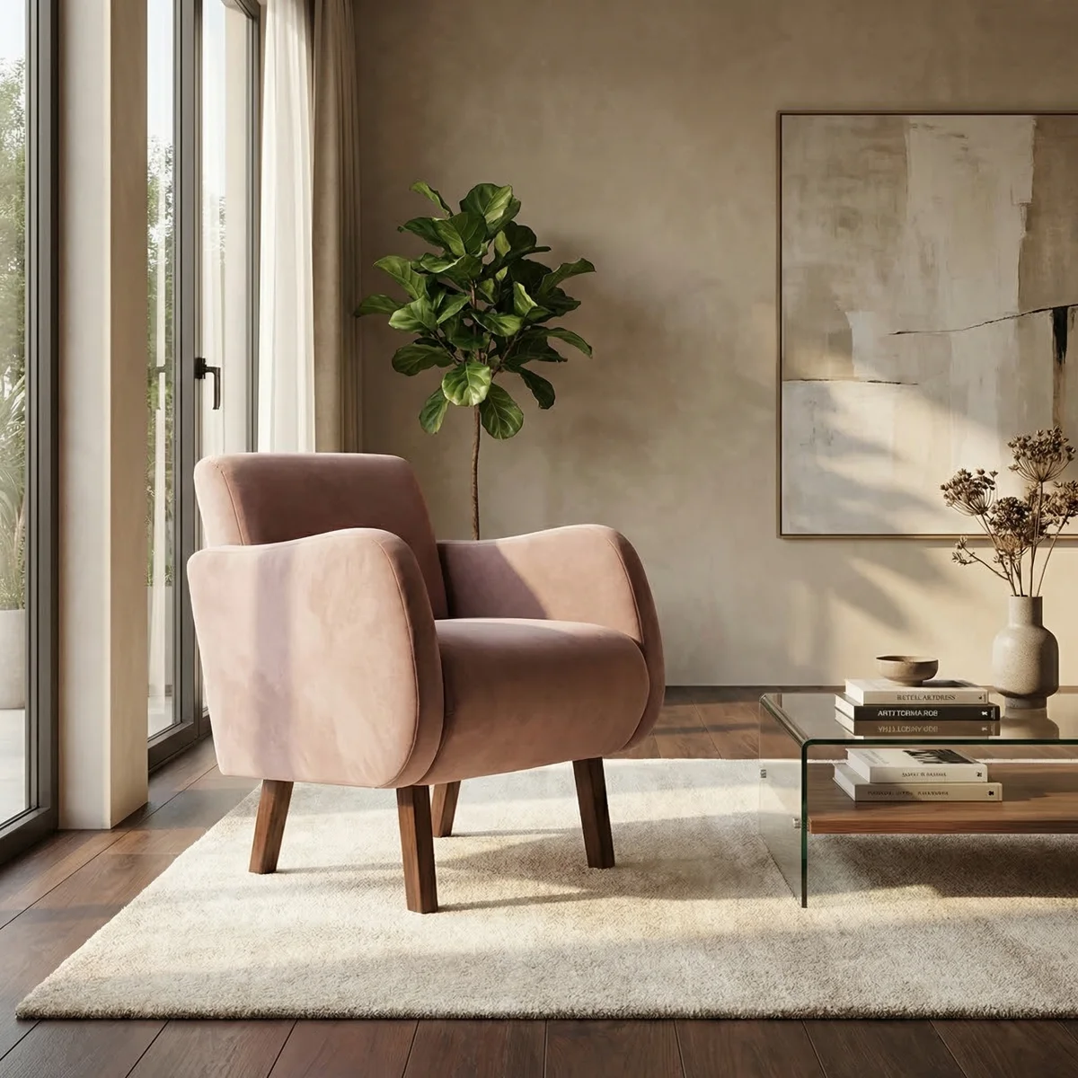 Sillon Liverpool Terciopelo Adobe - foto ambientada